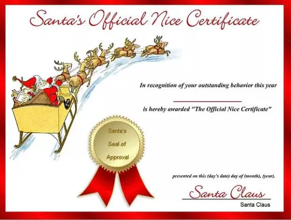 Santa Guy handing out an official Nice certificate